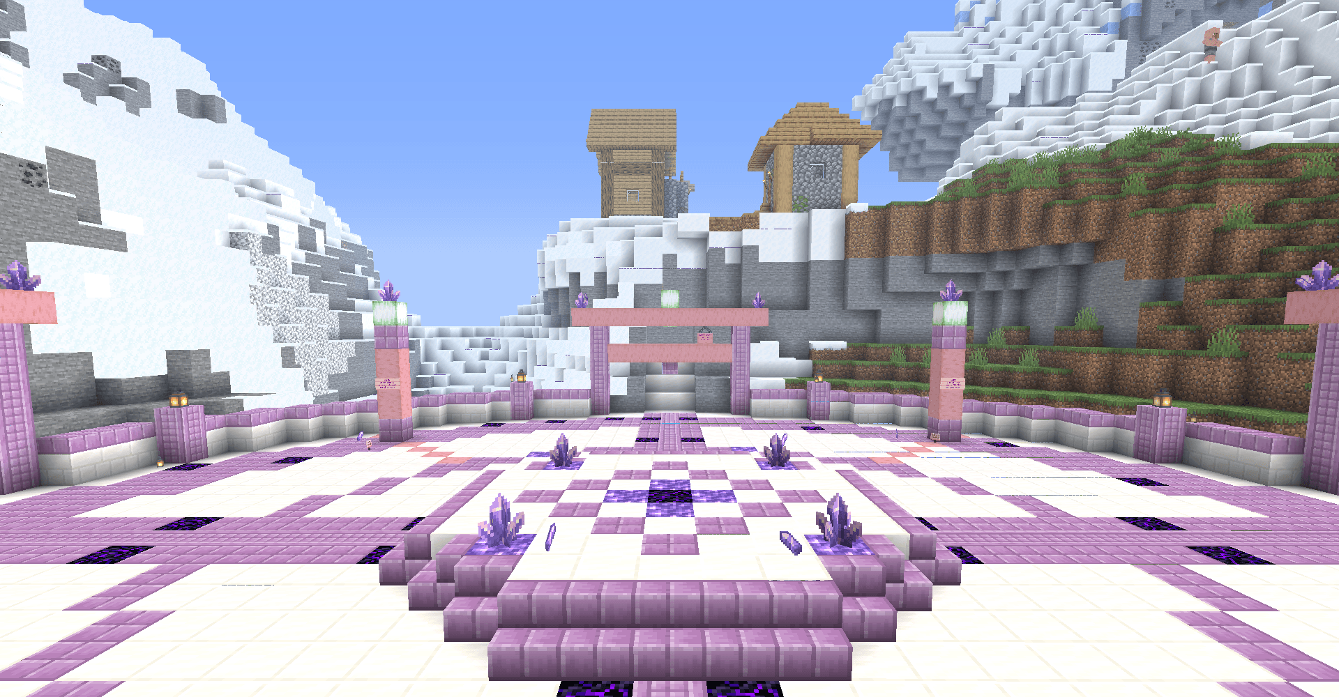 The Amethyst Compass — MuchuCraft's spawn plaza at noon